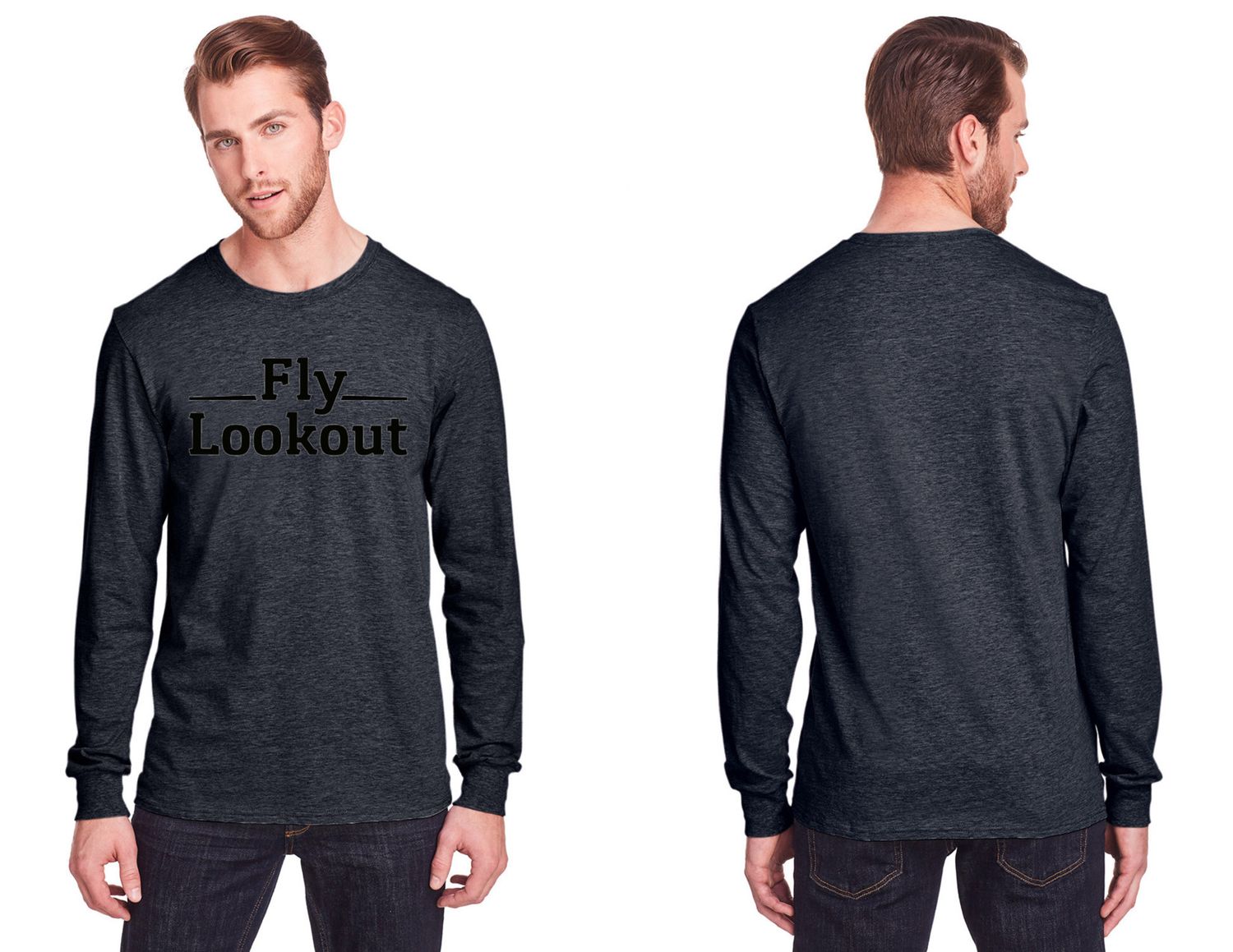Long Sleeve Fly Lookout Shirt, Color: Blank Ink Heather, Size: Small