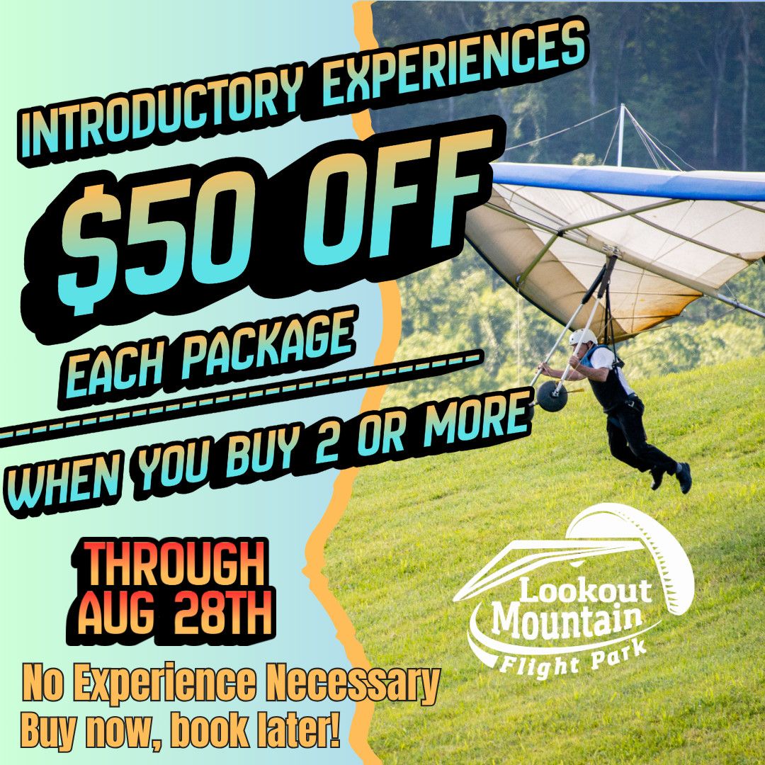Hang Gliding Introductory Experience 3,000ft 2 FOR $50 OFF (SUMMER SALE 2026)