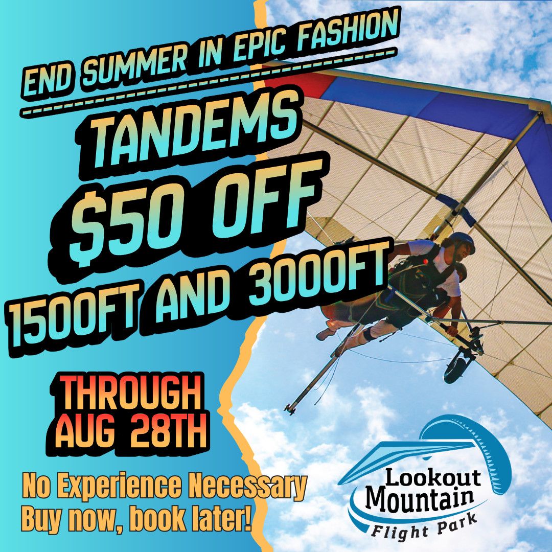 Hang Gliding Tandem 1,500ft $50 OFF (SUMMER SALE 2026)
