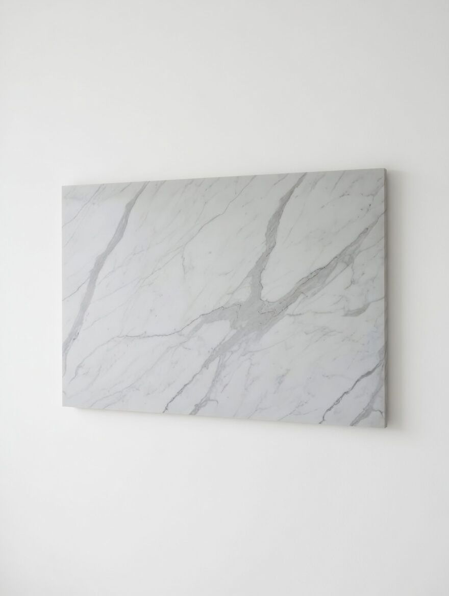 PANNELLO TV ARTIGIANALE RETROILLUMINATO (TV BOARD 55"-65") EFFETTO MARMO CARRARA 190x114cm /STAFFA INCLUSA/ 4 LATI ANGOLATI/ INCLUSO IMBALLO SPECIALE IN LEGNO