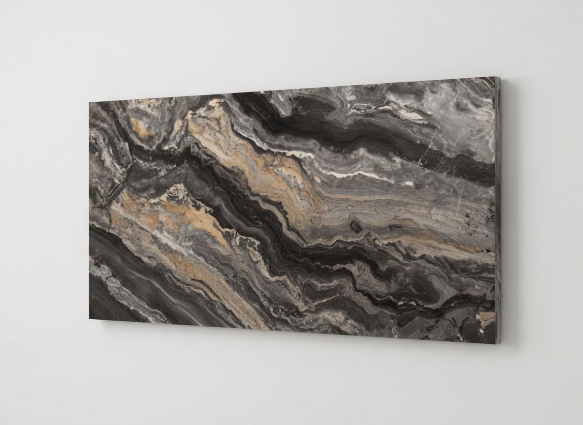 PANNELLO TV ARTIGIANALE  RETROILLUMINATO (TV BOARD 55"-65") EFFETTO MARMO ARABIC STONE HIGH GLOSS 190X114cm /STAFFA INCLUSA/  4 LATI ANGOLATI/ INCLUSO IMBALLO SPECIALE IN LEGNO
