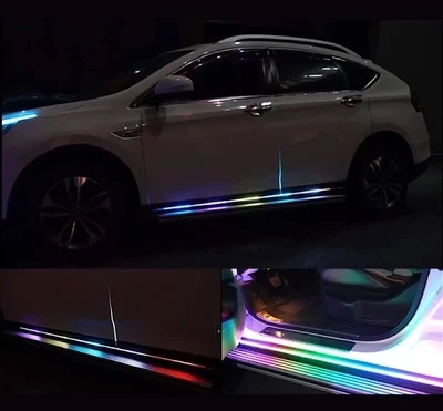 Holdcy Car LED Lights Strip,Multi Color RGB 2 Pcs 59 Inches Running Board Lights,Exterior Ambient Lighting Kits,Side Marker &amp; Courtesy Lights Strip, for