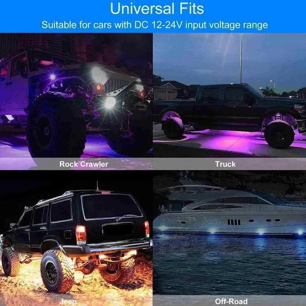 Mictuning 8 Pods 2nd-Gen RGB LED Rock Light Kit with Bluetooth Controller Timing Funtion