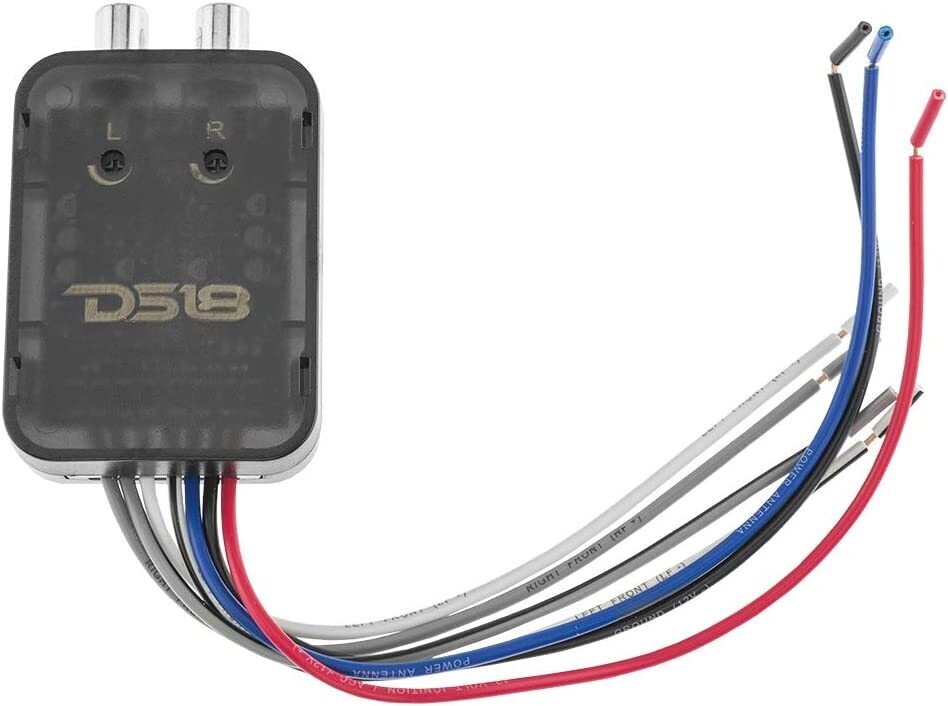 DS18 V2HL 2-Channel Line Out Converter, High-Level Speaker Signal to Low-Level RCA Adapter with Built-in Audio Sensing Technology; Produces Remote Trigger Output to Control Your Aftermarket Equipment