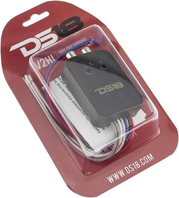 DS18 V2HL 2-Channel Line Out Converter, High-Level Speaker Signal to Low-Level RCA Adapter with Built-in Audio Sensing Technology; Produces Remote Trigger Output to Control Your Aftermarket Equipment