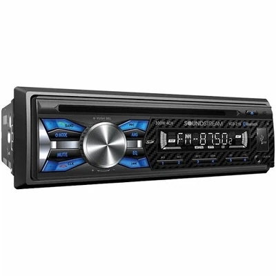 Soundstream  Vcd-21b 1-DIN CD Player Receiver+ 2 Audiotek K65.4 6.5 inch Speakers Bundle
