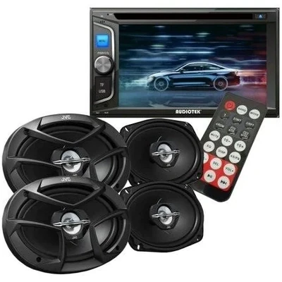 Audiotek   At-68bt 6.2 inch Touchscreen Receiver + 4X JVC Cs-j6930 6x9 inch Car Speakers Bundle, Men&#39;s, Size: 4XL