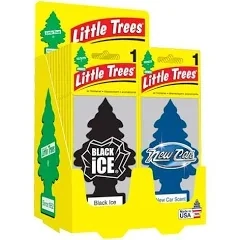 Little Trees ZCD-10000-CC Refillable Car Freshener Counter Display - 48 Piece, New Car, Black Ice