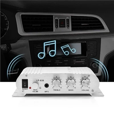 Mini HiFi 2.1 Stereo Bass Auto Car Home Audio Power Amplifier Digital Amp Silver, Size: 6.1 x 5.1 x 1.5, Other