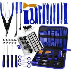 BYNIIUR Trim Removal Tool
,Auto Push Pin Bumper Retainer Clip Set Fastener Terminal Remover Tool Adhesive Cable Clips Pry Kit Car Panel Radio Removal Auto Clip Pliers, Blue