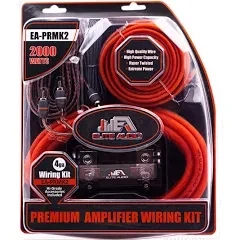 Elite Audio Premium Series Amplifier Wiring Kit
 | 2000w Max Power | 4 AWG Power &amp; Ground Cable | ANL Fuse Holder &amp; Fuse | 17&#39; 2-Channel Twisted &amp; Shielded RCA Cable | EA-PRMK2