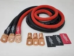 Sky High Oversized 1/0 Gauge AWG Big 3 Upgrade RED/Black Electrical Wiring Kit