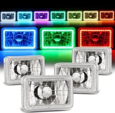 GMC Truck 1981-1987 Color LED Halo Sealed Beam Headlight Conversion High Low Beams