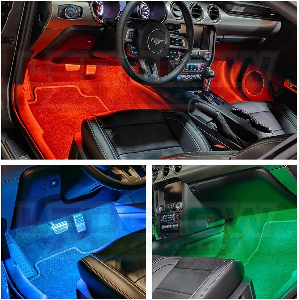 LEDGlow 4pc Million Color Multi-Color LED Interior Footwell Underdash Lighting Kit for Cars &amp; Trucks - 18 Solid Colors - 10 Unique Patterns - Music Mode - Includes Control Box &amp; Remote - Universal
