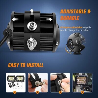 Nilight 8Pcs LED Pods 4Inch 60W Triple Row Flood Spot Combo 6000LM Light Bar Driving Fog Lights Led Off Road Lighting for Trucks Pickup Jeep ATV UTV SUV Boat Light