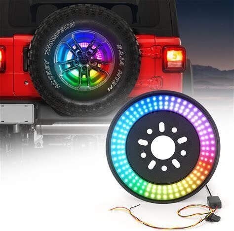 14&quot; Dual Spare Tire RGB LED Brake Light With Remote Control For 2007-2018 Jeep Wrangler JK &amp; 2018-Later Wrangler JL