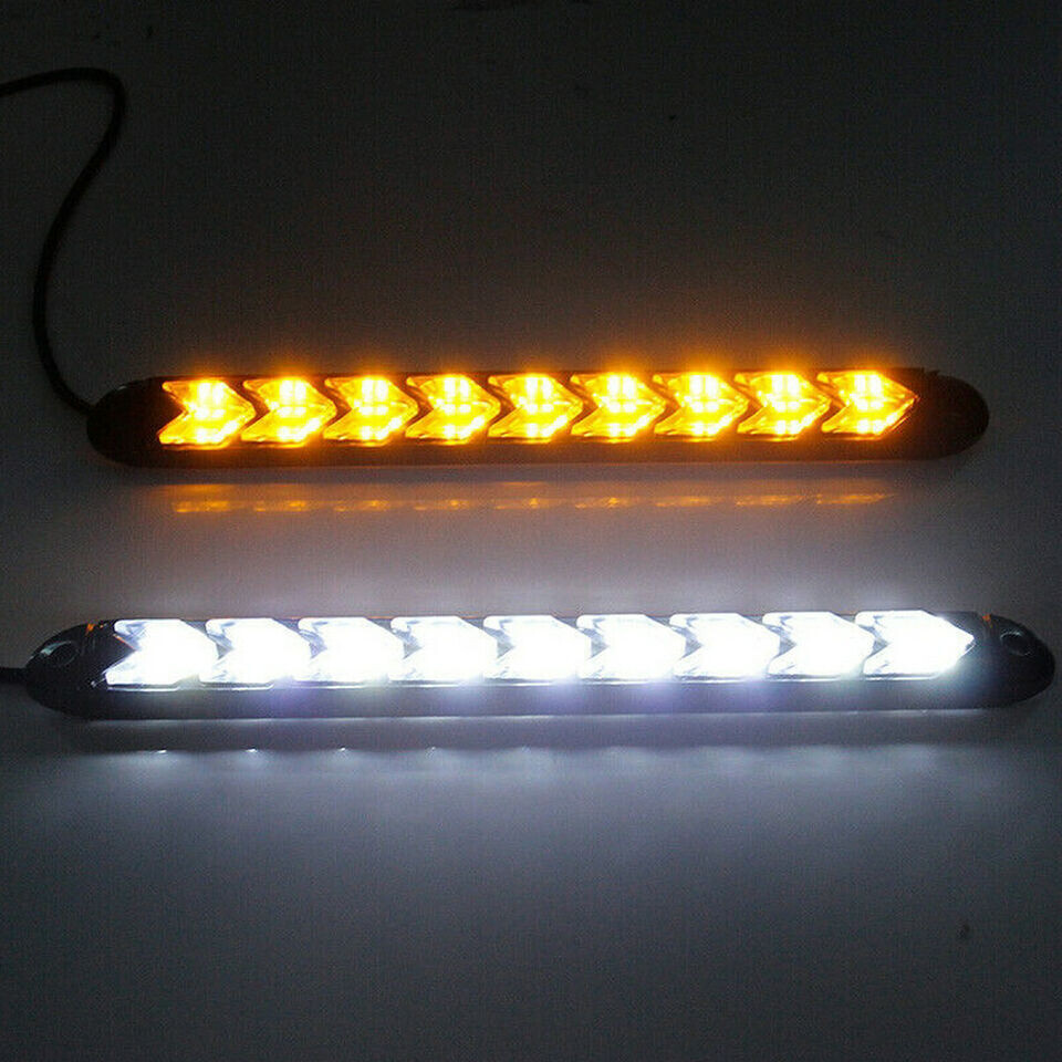 2x 9 LED Daytime Running Light Car Strip DRL Driving Fog Turn Signal Lamp 12V