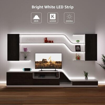 Lepro 12V LED Strip Light, Flexible, SMD 2835, 300 LEDs, 32.8ft Tape Light for Home, Kitchen, Party, Christmas and More, Non-Waterproof, Daylight White, Pack of 2(Not Include Power Adapter)