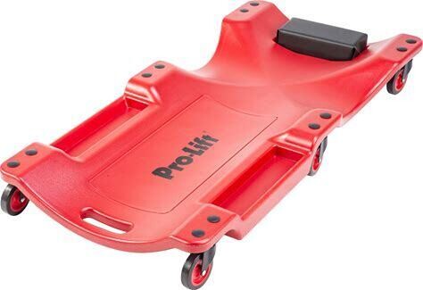 Pro Lift Mechanic Plastic Creeper 40 Inch - Blow Molded Ergonomic HDPE Body with Padded Headrest &amp; Dual Tool Trays - 350 Lbs Capacity Red