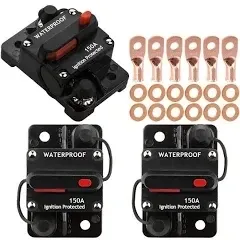 Hamolar 3 Pack Car Audio 150 Amp Resettable Fuse Circuit Breaker Car Protect for Audio System Fuse 12-48V DC for Car Audio Amps Overload Protection Fuse
