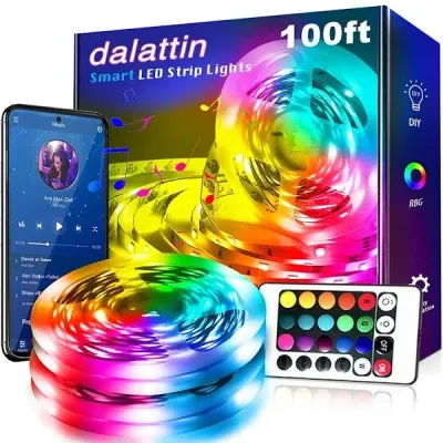 dalattin LED Lights for Bedroom 100ft, Smart LED Strip Lights with App Control Remote, 5050 RGB LED Light Strips, Music Sync Color Changing Lights