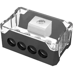 Joinfworld 4 Way Power Distribution Block
 Car Audio 0/2/4 Gauge Input 4/8/10 Gauge Output Amp Ground Distribution Block Splitter for Amplifier Auto Car Boat
