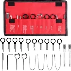Heran Car Radio Removal Tool Kit，20pcs Universal CD Player Removal Tool Set，Professional Automotive Car Audio Radio Removal Keys Tool