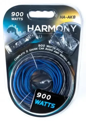 Harmony Audio HA-AK8 Car Stereo Complete 8 Gauge 900W Amp Amplifier Install Kit - Nickel