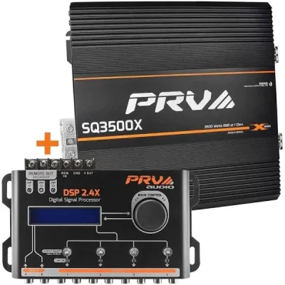 PRV Audio  SQ3500X 1 Ohm with PRV Audio DSP 2.4x Bundle 3500 Watts Car Audio Amplifier + Digital Processor Crossover and Equalizer 4 Channel Combo