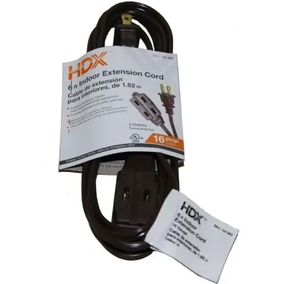 HDX 6 ft. 16/2 Indoor Cube Tap Extension Cord, Brown