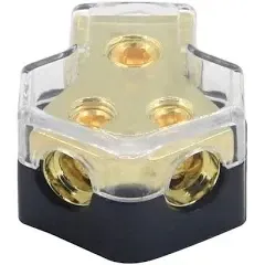 RKURCK 2 Way Power Distribution Block, 0/2/4 AWG Gauge in, 4/8/10 Gauge Out, Car Audio Stereo Amp Distribution Connecting Block for Audio Splitter (2Way) RKURCK 2 Way Power Distribution Block, 0/2/4 AWG Gauge in, 4/8/10 Gauge Out, Car Audio Stereo Amp Distribution Connecting Block for Audio Splitter (2Way)