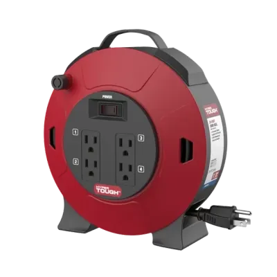 HYPER TOUGH 4-Outlet 25FT 16AWG Extension Cord Indoor Cord Reel