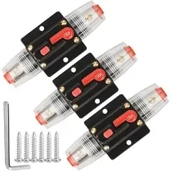 Hamolar 3 Pack 150A Audio Circuit Breaker Auto Car Stereo Inline Resettable Fuse Holder, Manual Reset 12V-48V DC for Automotive Marine Boat Audio System Protection