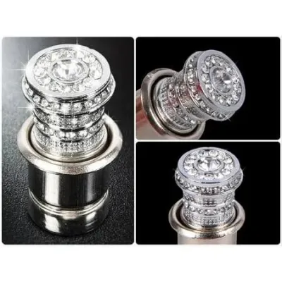 Walbest Crystal Bling Car Cigarette Lighter 12v, Bling Car Accessories, Rhinestone Auto Interior Accessory, Car Charger Decoration, Glam Car Decor -