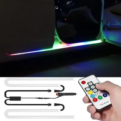 Holdcy Car LED Lights Strip,Multi Color RGB 2 Pcs 59 Inches Running Board Lights,Exterior Ambient Lighting Kits,Side Marker &amp; Courtesy Lights Strip, for