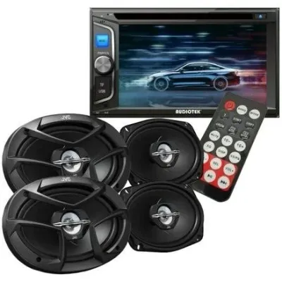 Audiotek   At-68bt 6.2 inch Touchscreen Receiver + 4X JVC Cs-j6930 6x9 inch Car Speakers Bundle, Men's, Size: 4XL
