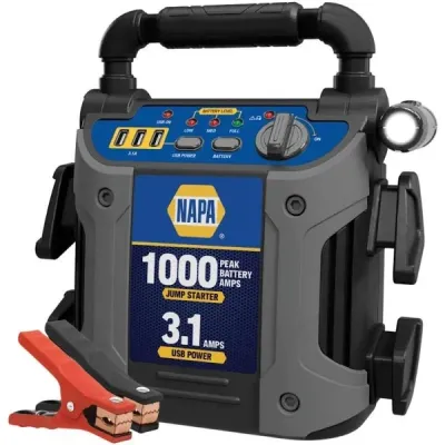 Napa 1000 Peak Battery Amps Jump Starter with 3.1a USB Power and LED Work Light