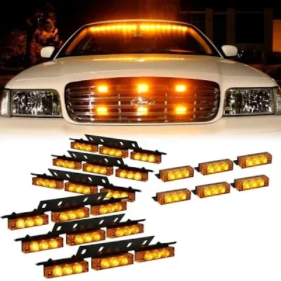 PACASK 54 LED Warning Use Flashing Strobe Lights Emergency Vehicle Strobe Lights Bar for Windshield Dash Grille (Yellow)
