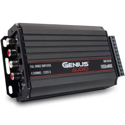 Genius Audio GMX-60.4D Mini Extreme Nano Compact Car Audio Amplifier 4 Channel 1000 Watts Max Class D 2-Ohm Stable with Power Protection System and