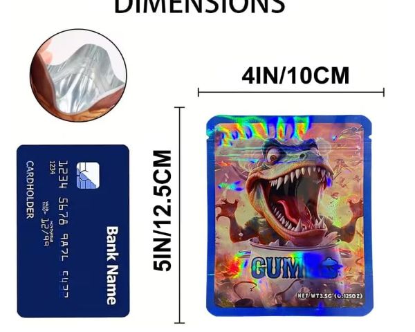 100 Packs Holographic Mylar Bags w/designs