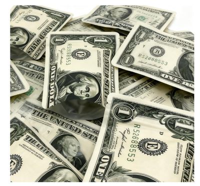 100 Pack Storage Bags Gram Money Designed Dollars Storage Resealable Baggies, 3.54 x 4.72 in