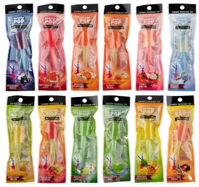 Hookah Tips, (Candy Hookah Tips), Glow in The Dark Jolly Tips, Individually Wrapped Lollipop Shisha Accessories, Delicious Flavors (12)