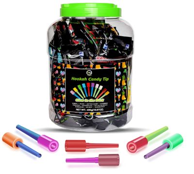 Hookah Tips, (Candy Hookah Tips), Glow in The Dark Jolly Tips, Individually Wrapped Lollipop Hookah Accessories, Delicious Flavors (50)