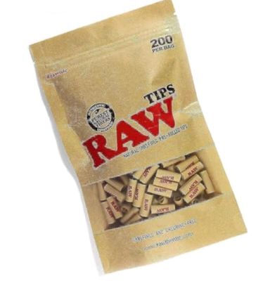 RAW Natural Unrefined Pre-Rolled Filter Tips - 1 Bag of 200 Tips