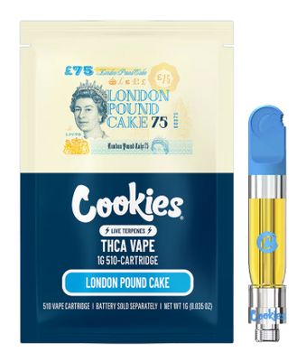 Cookies THC Blend Vape Cartridge – 1 Gram 510 Thread LONDON POUND CAKE SATIVA