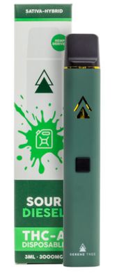 Sour Diesel-Sativa Serene Tree THCA Disposable Vape Pens 3000mg