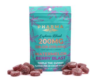 PharmaTHC Euphoria Blend Gummies – Watermelon Berry Blast (4000 mg Total Cannabinoids)