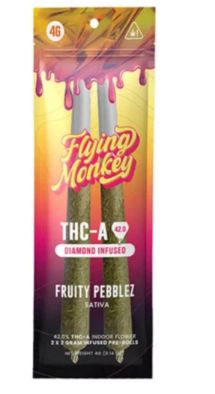 Flying Monkey-Fruity Pebbles- THCa Diamond Infused Pre-Rolls 4g