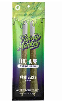 Flying Monkey-Kush Berry- THCa Diamond Infused Pre-Rolls 4g