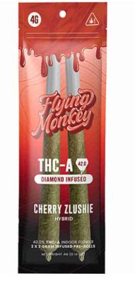 Flying Monkey-Cherry Zlushie- THCa Diamond Infused Pre-Rolls 4g